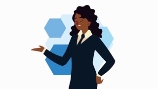 afro businesswoman worker character animated